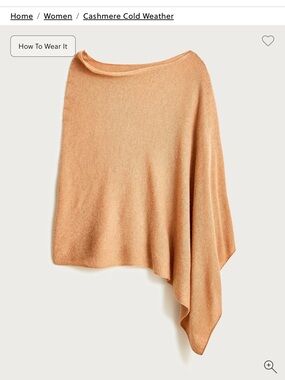 J. Crew tan Cashmere Wrap Poncho